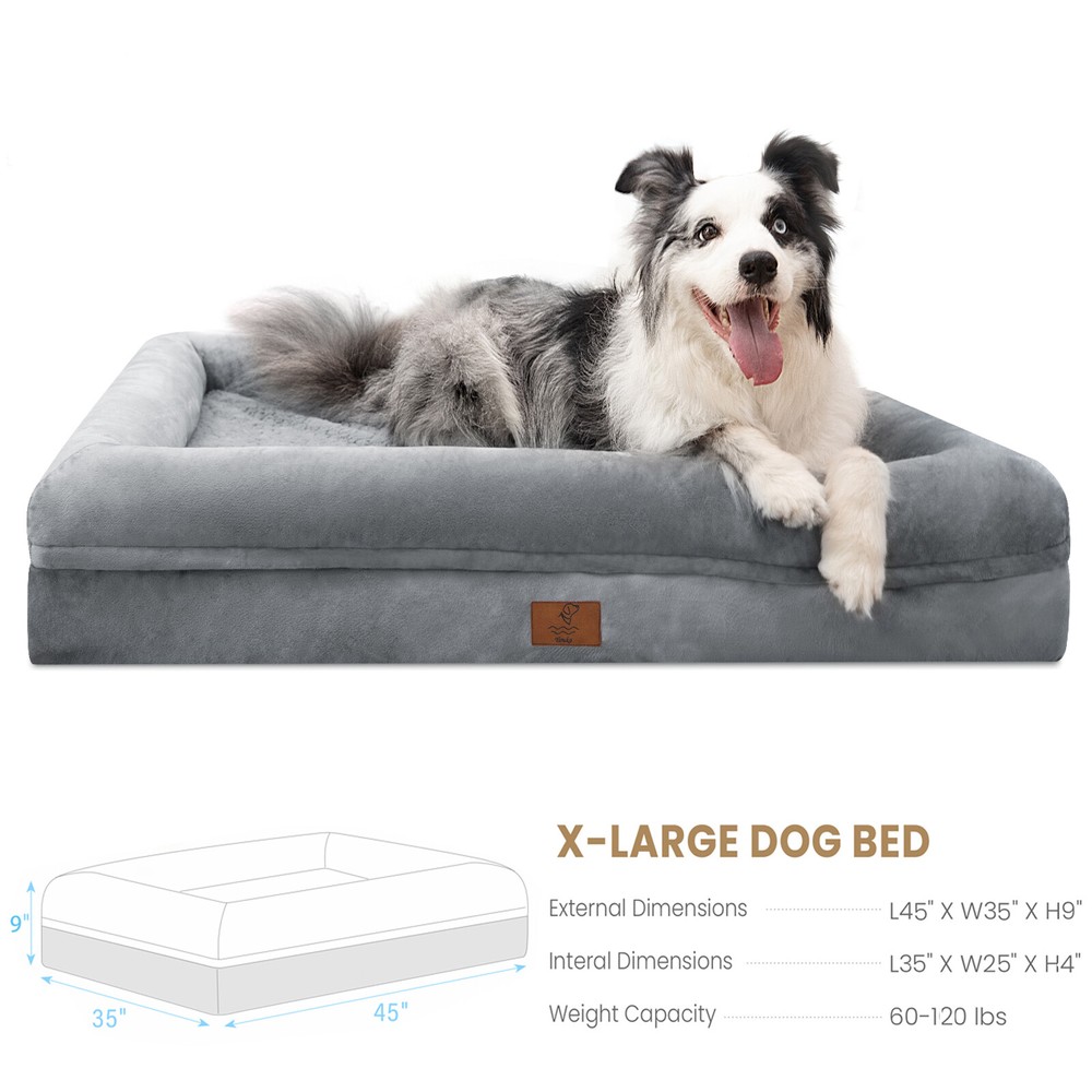 X-Large Dog Bed Orthopedic Foam Pet Sofa 45x35x9