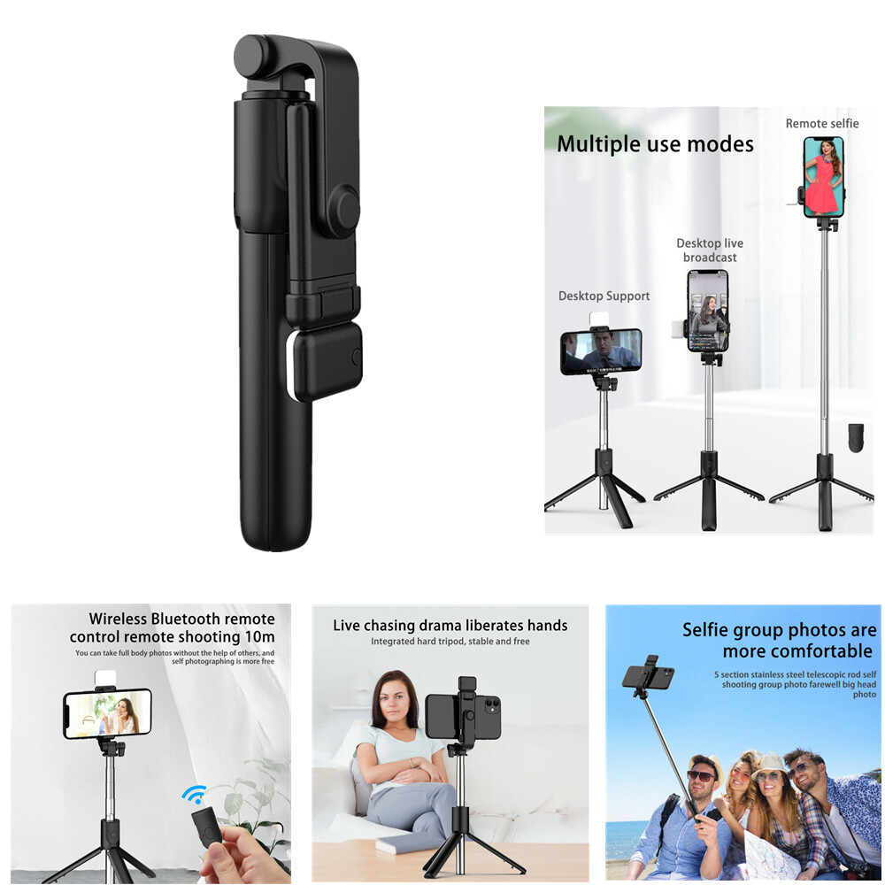 Smartphone Selfie Stick Tripod Wireless Bluetooth Remote Desktop With Light