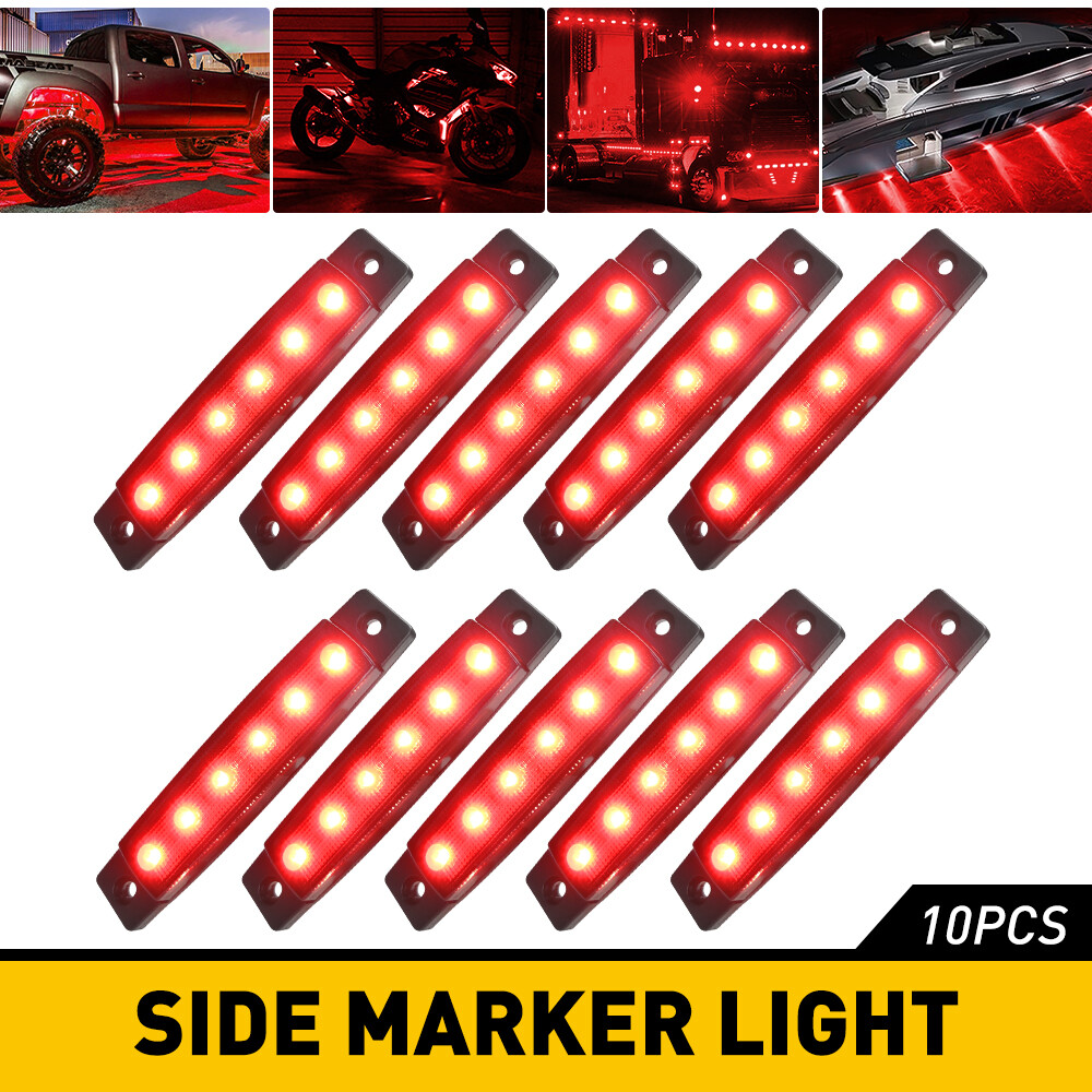 Smoked Red 6 LED Side Marker Turn Signal Light for Truck Trailer