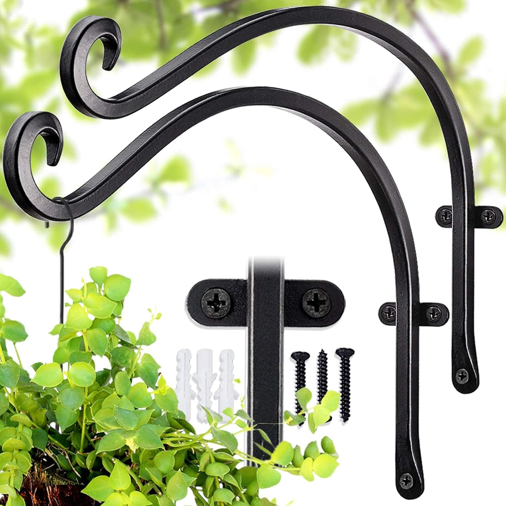 Hanging Plant Bracket Hand-Forged Iron Plant Hooks for Indoor Outdoor Flower Bas