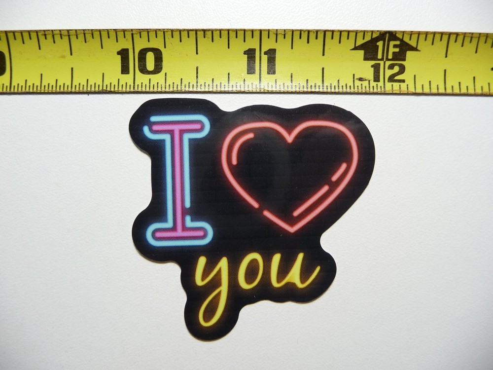 Vibrant Neon I Love You Heart Sticker Decal in Bright Colors