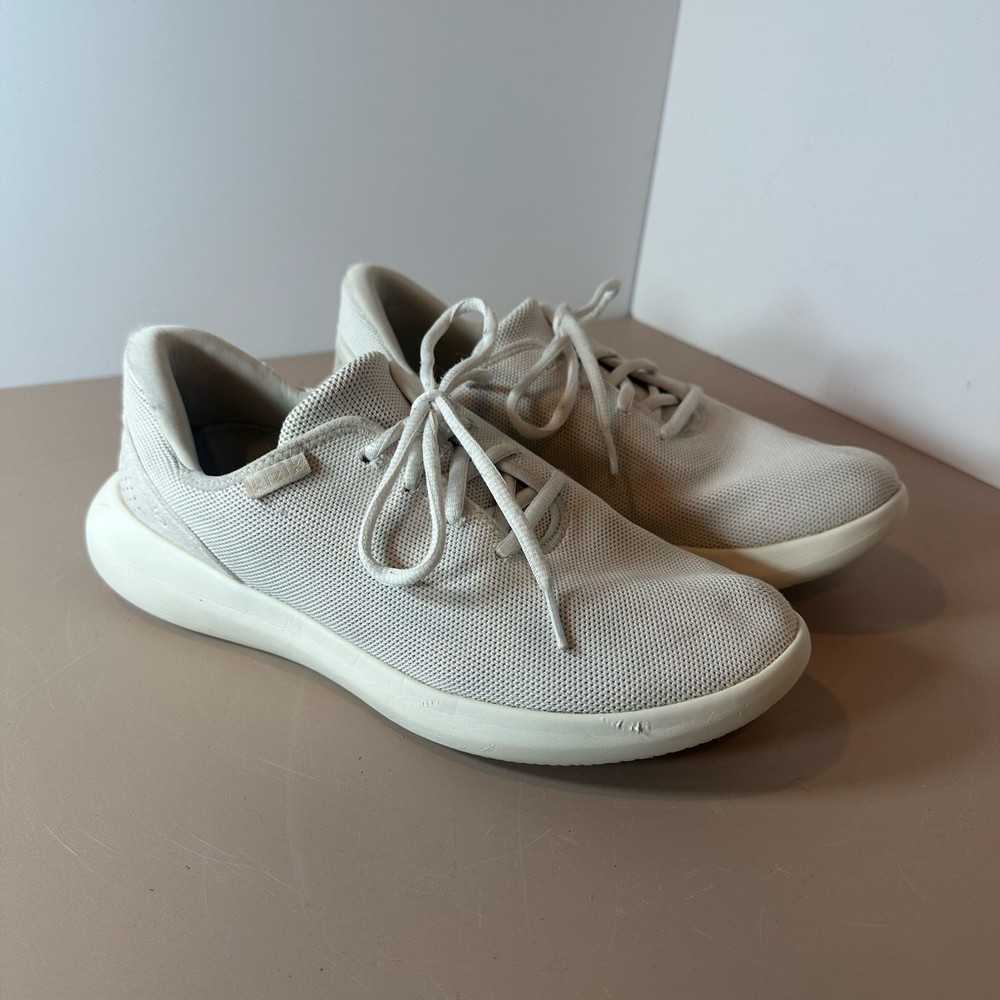Kizik Madrid Eco Knit White Cream Sneakers for Men Size 8.5 Women 10 Lace-Up Comfort