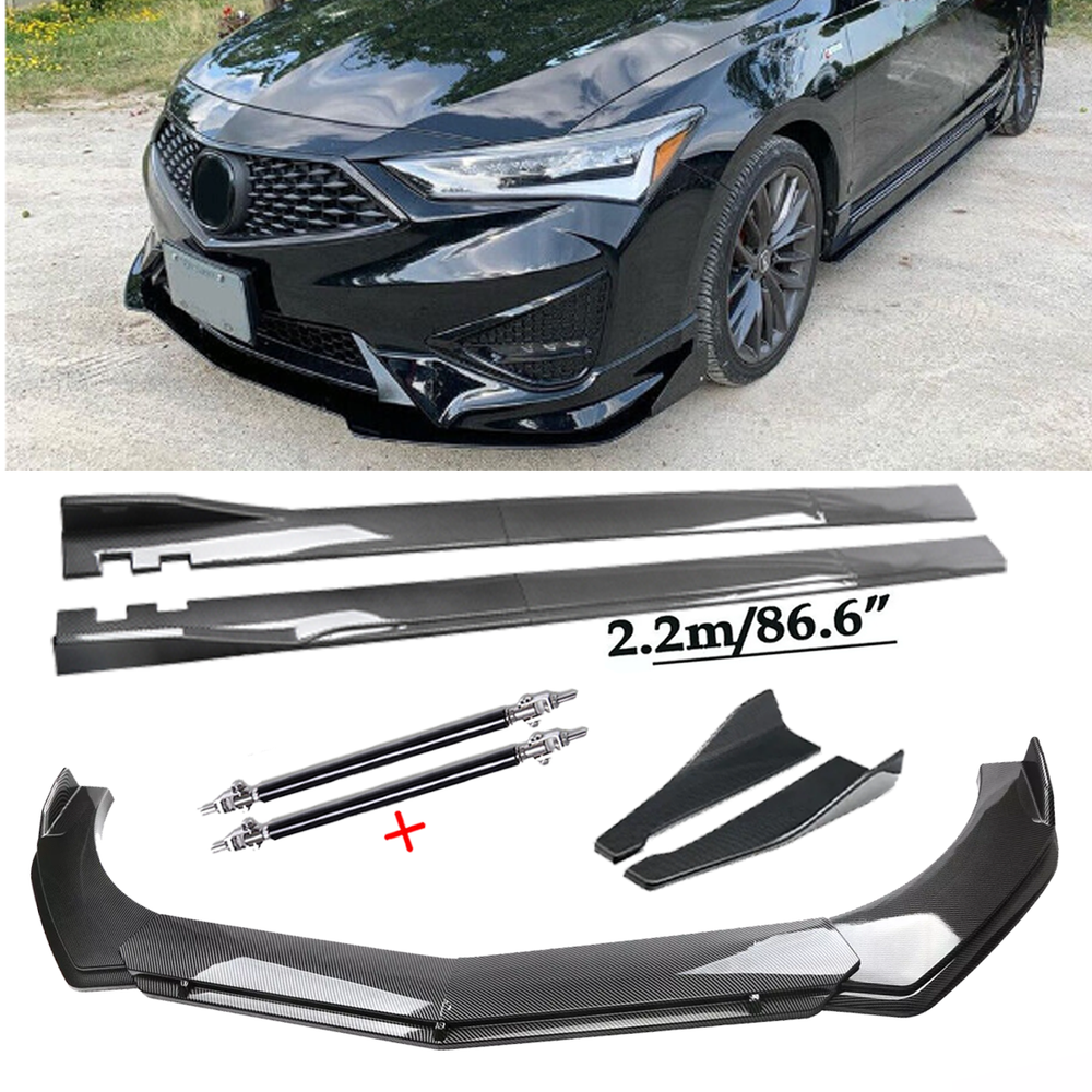 Carbon Fiber Front Bumper Lip & Side Skirts for Acura ILX TLX Body Kit  