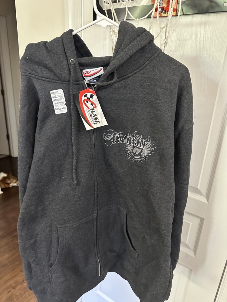 NASCAR Driver Denny Hamlin Hoodie XL Mens Zip up gray New