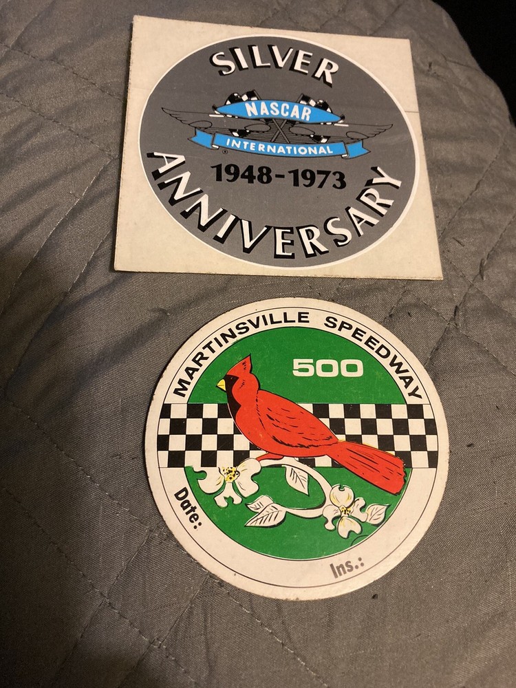 Pair of 1970’s NASCAR Stickers Martinsville 500 and NASCAR 25th Anniversary