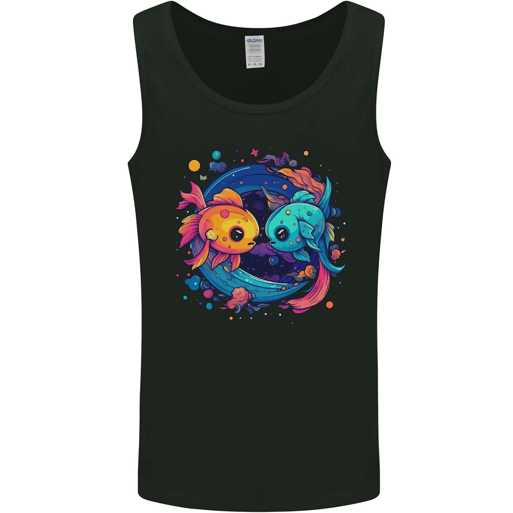 Colourful Kawaii Pisces Star Sign Zodiac Fish Mens Vest Tank Top