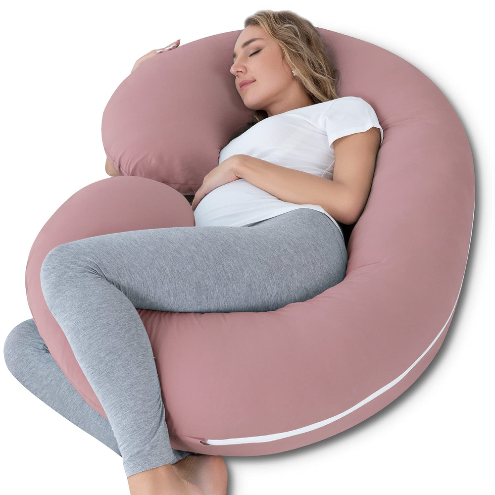 C Shaped Cooling Pregnancy Pillow with Soft Cotton Cover for Maternity Support