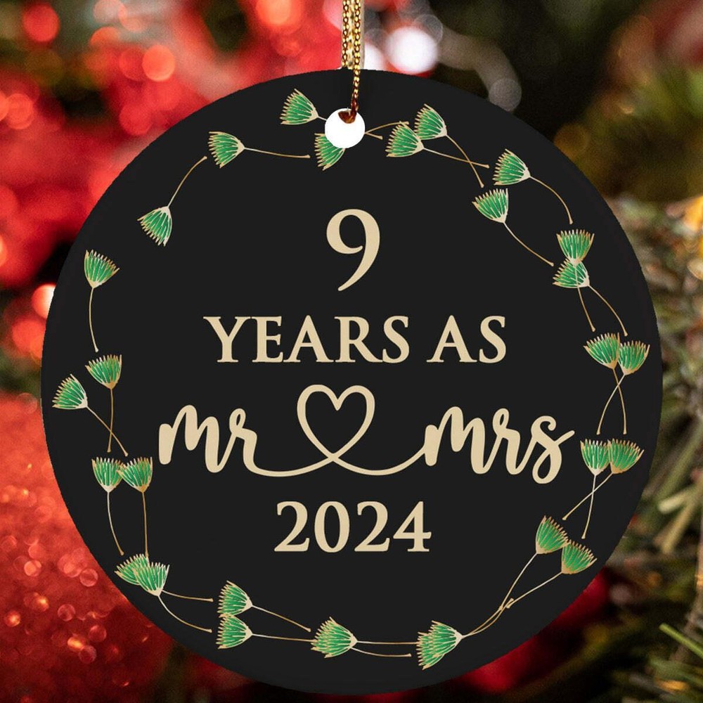9 Years As Mr   Mrs Ornament 9th Anniversary Christmas Gift Tree Decor Hanging