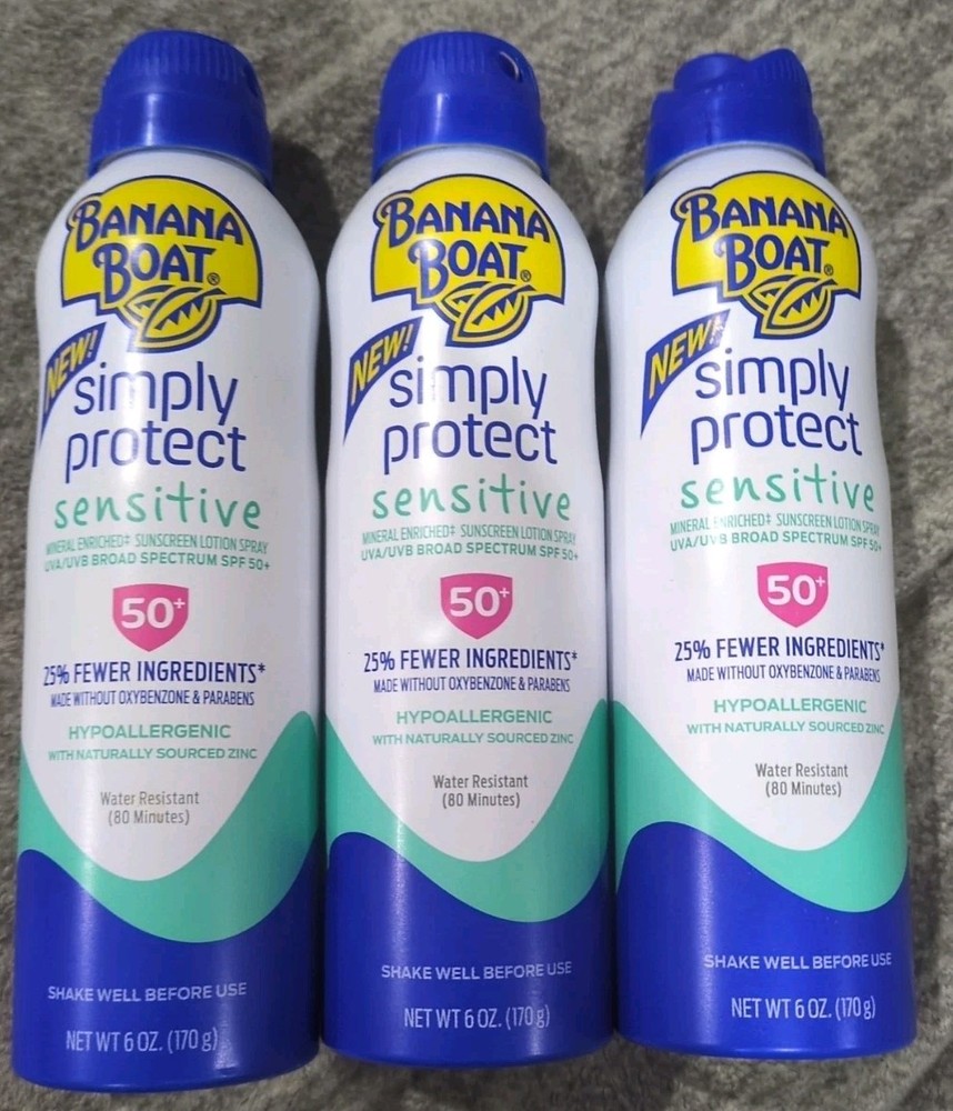 3 Pack  Banana Boat Sensitive  SPF50 Hypoallergenic Sunscreen Spray