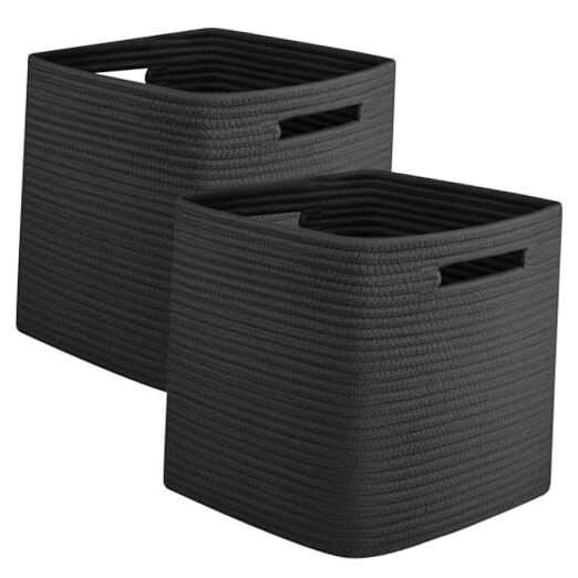 13 Inch Black Storage Cubes Organizer Set of 2 for Home or Office