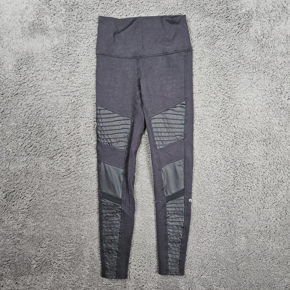 Alo Yoga Women's High Waist Moto Leggings Black Sz S 26 Workout Wear
