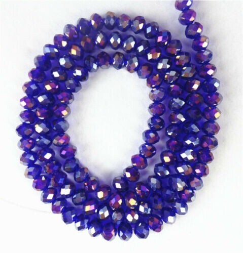 4x3mm Blue Glass Crystal Rondelle Beads 15 Inch Jewelry Spacer