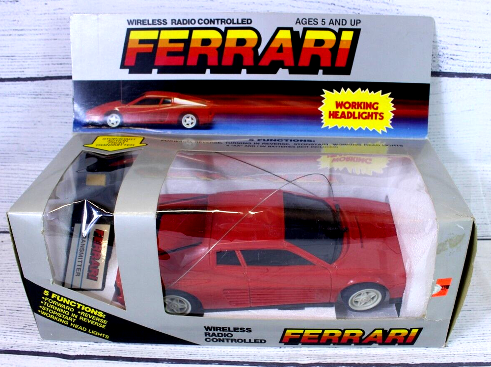 1987 Royal Condor Ferrari 5-Function RC Car with Working Headlights Rare Vintage Collectible