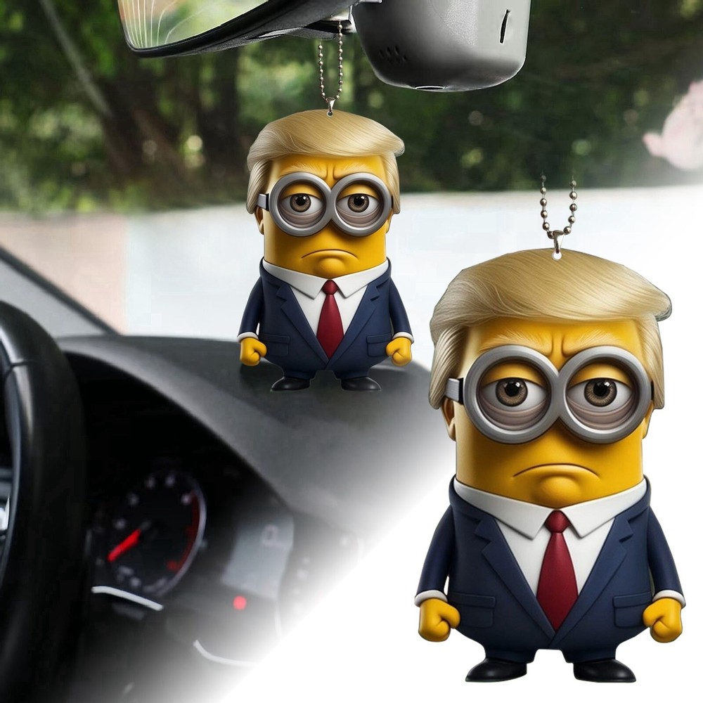 Creative Yellow Mini-Trump Acrylic Pendant Car Backpack Keychain Flat Pendant