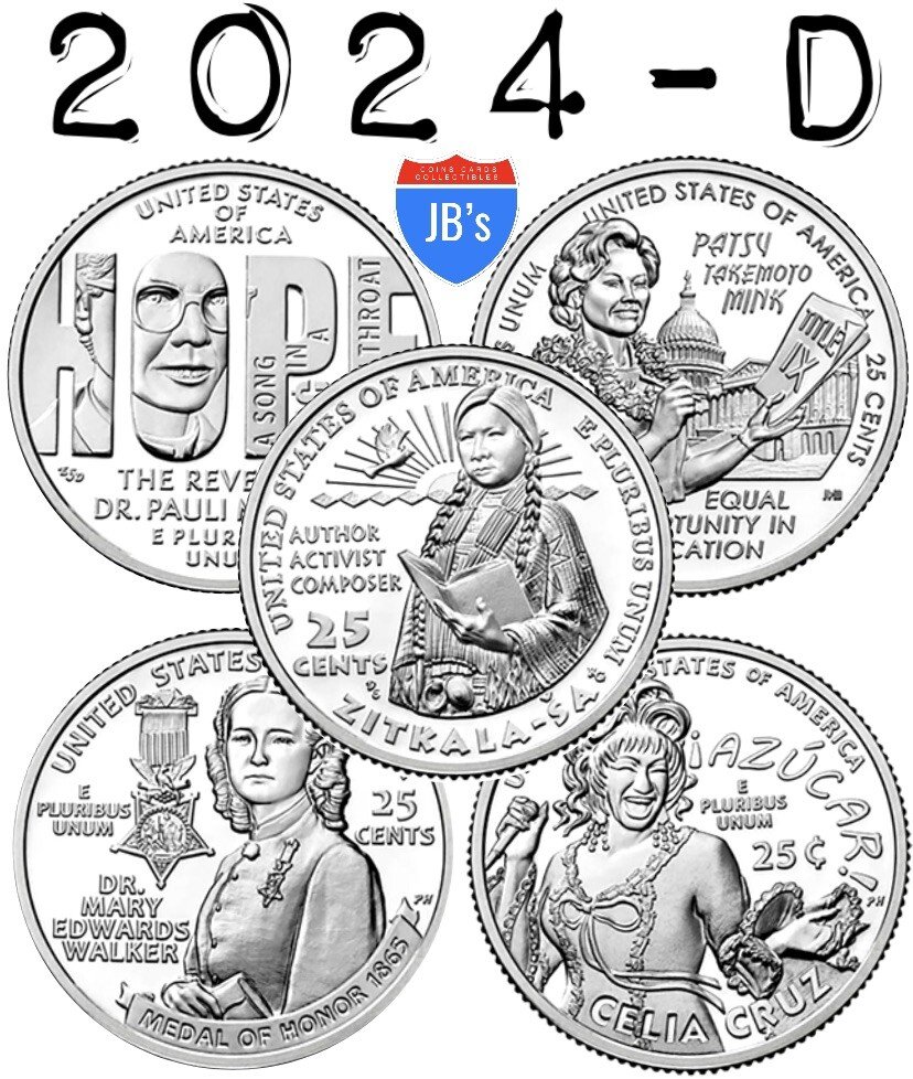 2024-D U.S. American Women Series Quarters UNCIRCULATED 5 Coin Set *JB's Coins*