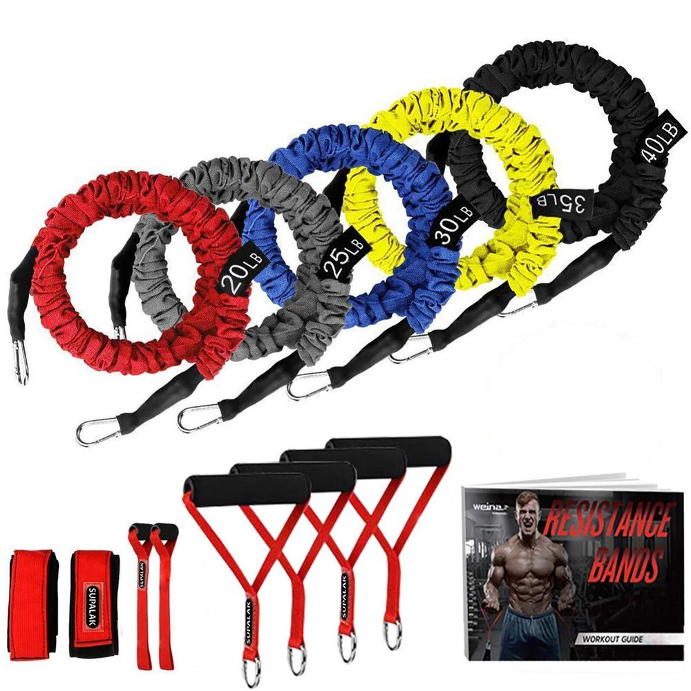 Resistance Bands, 15 Pieces Exercise Elastic Bands Set, 20lbs to 40lbs Resist...
