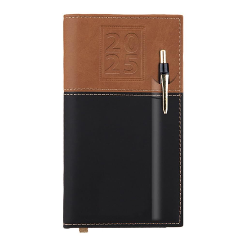 2025 Weekly Pocket Calendar Organizer With Black & Gold Pen Attached | White ...