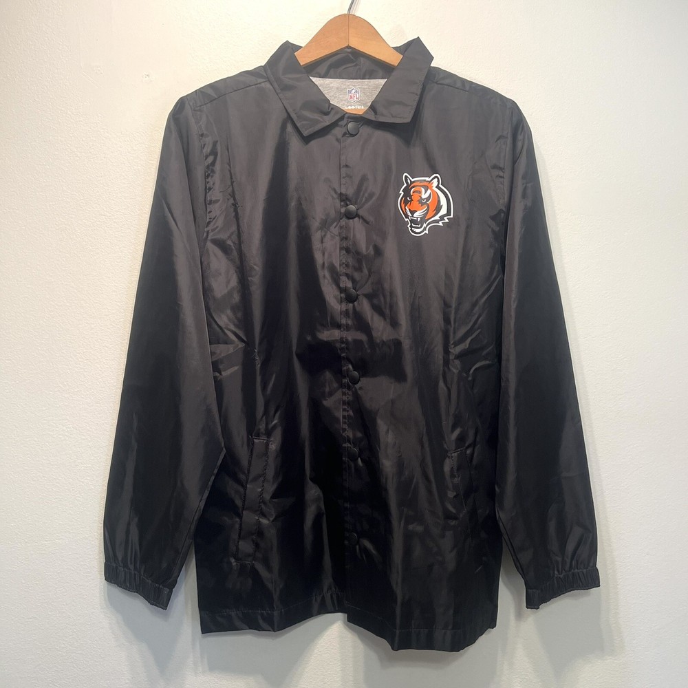 NFL Youth Boys Large 14/16 Cincinnati Bengals Black Coaches Windbreaker Jacket