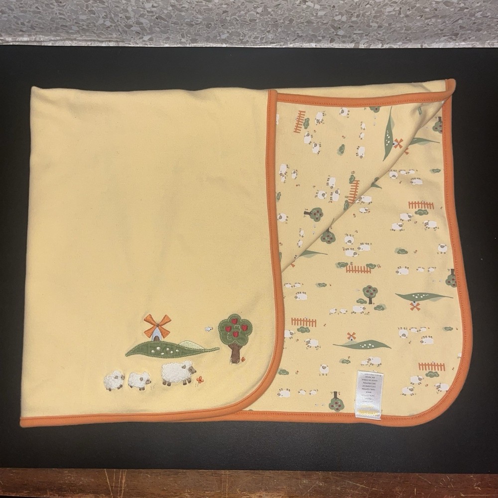 Gymboree Wooly Pals Yellow Sheep Windmill Baby Blanket Security Reversible 2006