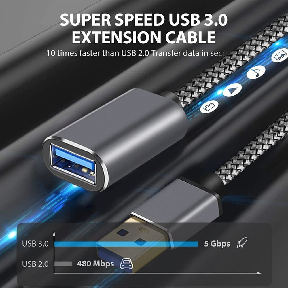 USB 3.0 Male to Female Printer Extension Data Cable