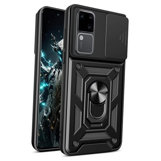 Armor Case for Vivo V30 /V30 Pro with Sliding Camera Cover, Military Black