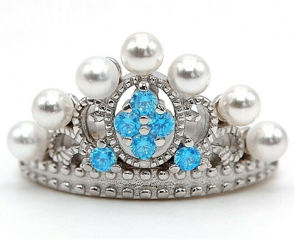 Aquamarine Pearl 925 Sterling Silver Ring Size 5-1 & 7