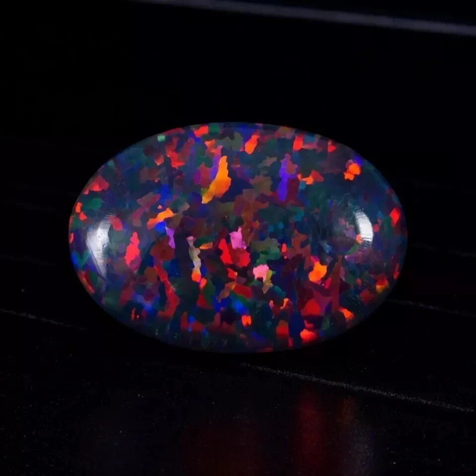 Australian Fire Opal Black Silk  4-5 Ct EGL Certified Cabochon Gemstone
