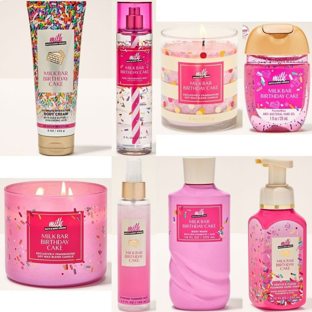 Bath & Body Works Milk Bar Birthday Cake 8 Piece Collection Set NEW