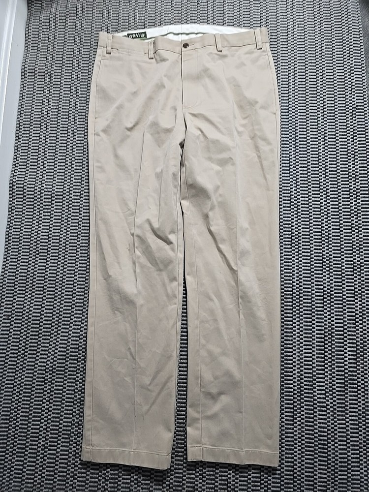 Orvis Men's Khaki Beige Flat Front Cotton Dress Pants Size 36x31.5