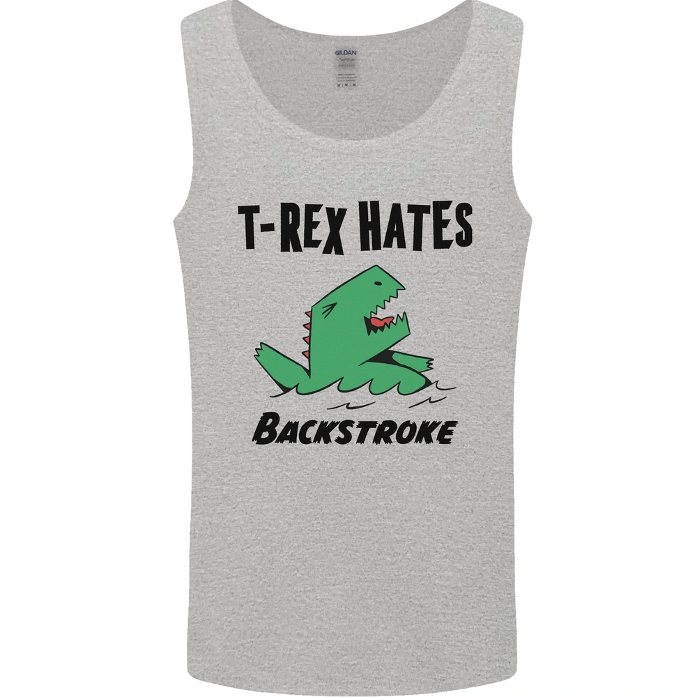 T-Rex Hates Backstroke Funny Dinosaur Swimming Vest Tank Top for Men  