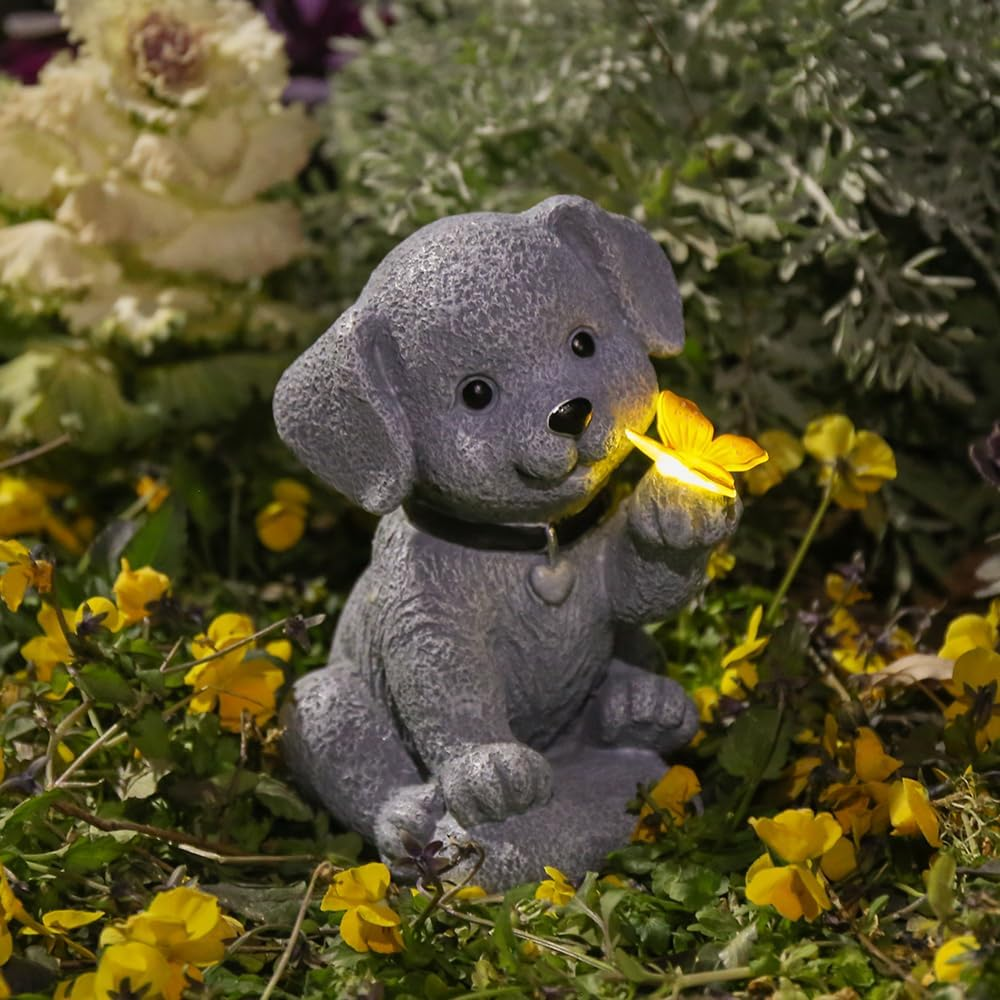 Solar-Powered Outdoor Dog Statue Lights – Perfect Housewarming Garden Gift for Dog Lovers