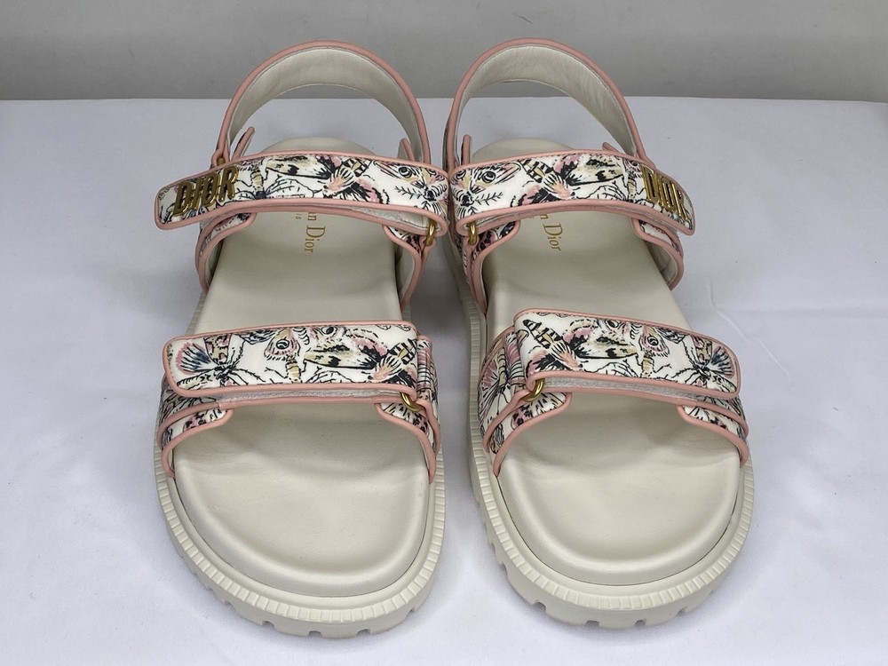 Dior Women's White Size 11 Hook & Loop Flat Sandals in Technical Fabric