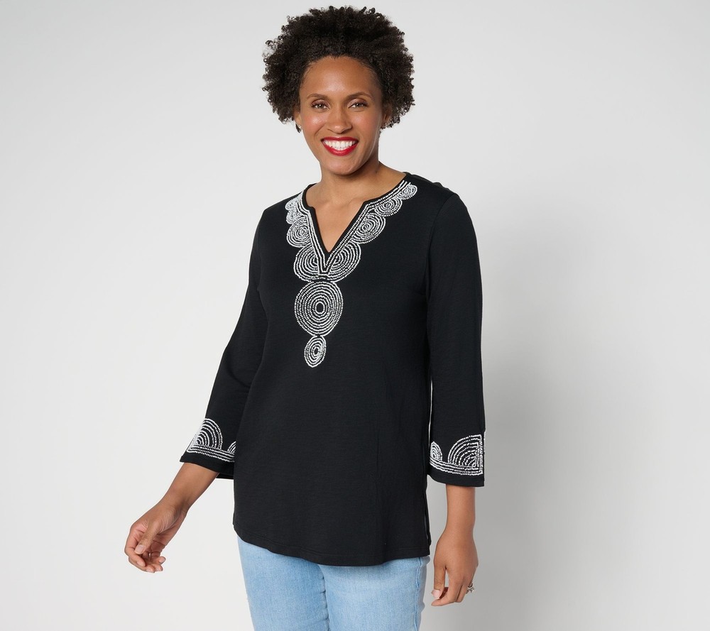 Belle by Kim Gravel Women's Top Petite PM Slub Knit Multi-colored A688389