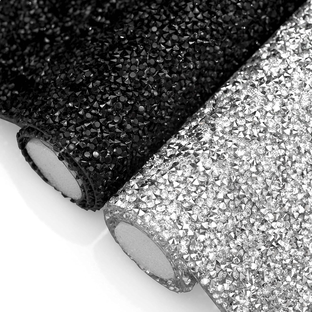 Bling Rhinestone Self-Adhesive Iron-On Sticker Sheet(Sliver,9.4
