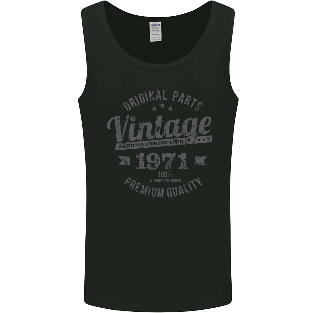 Vintage Year 53rd Birthday 1971 Mens Vest Tank Top Black