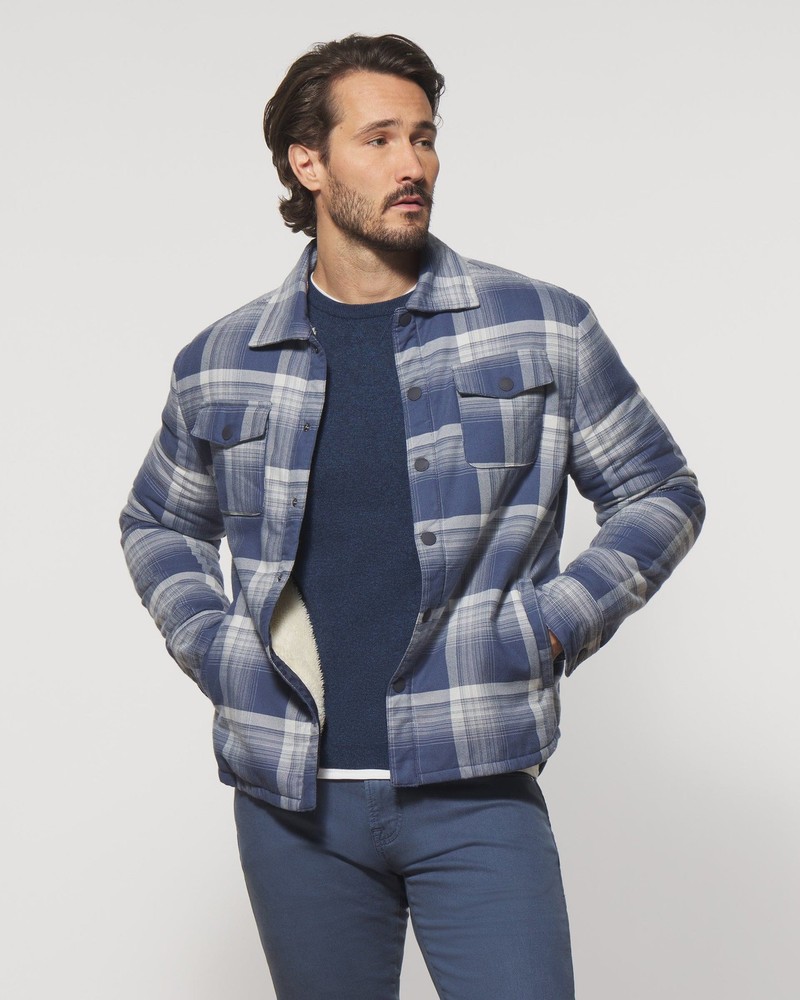 Johnnie-O Isley Sherpa-Lined Flannel Shacket in Wake MC-7662348