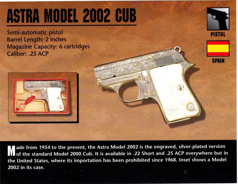 Astra Model 2002 Cub Pistol Classic Firearms Photo Card u