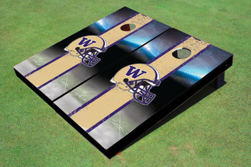 UW Huskies Gold Stripe Helmet Design Cornhole Game Set  