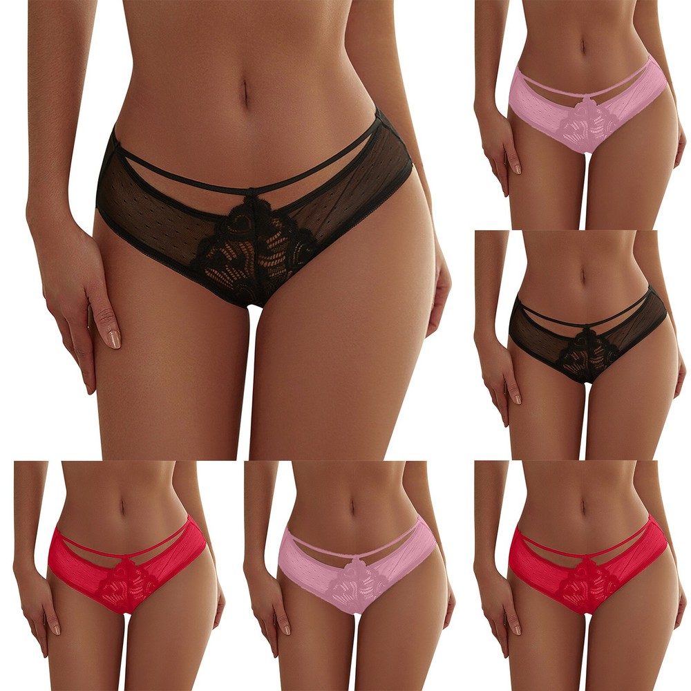 Women's Sexy Lace Translucent Polka Point Comfortable Breathable Low Waist Hip