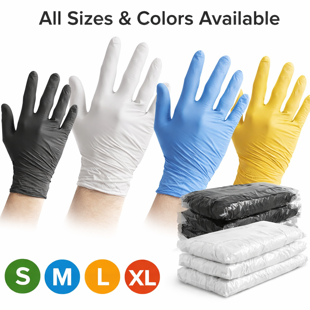 Nitrile Disposable Gloves Powder Latex Free 3, 5, 6, & 8 Mil all size and colors