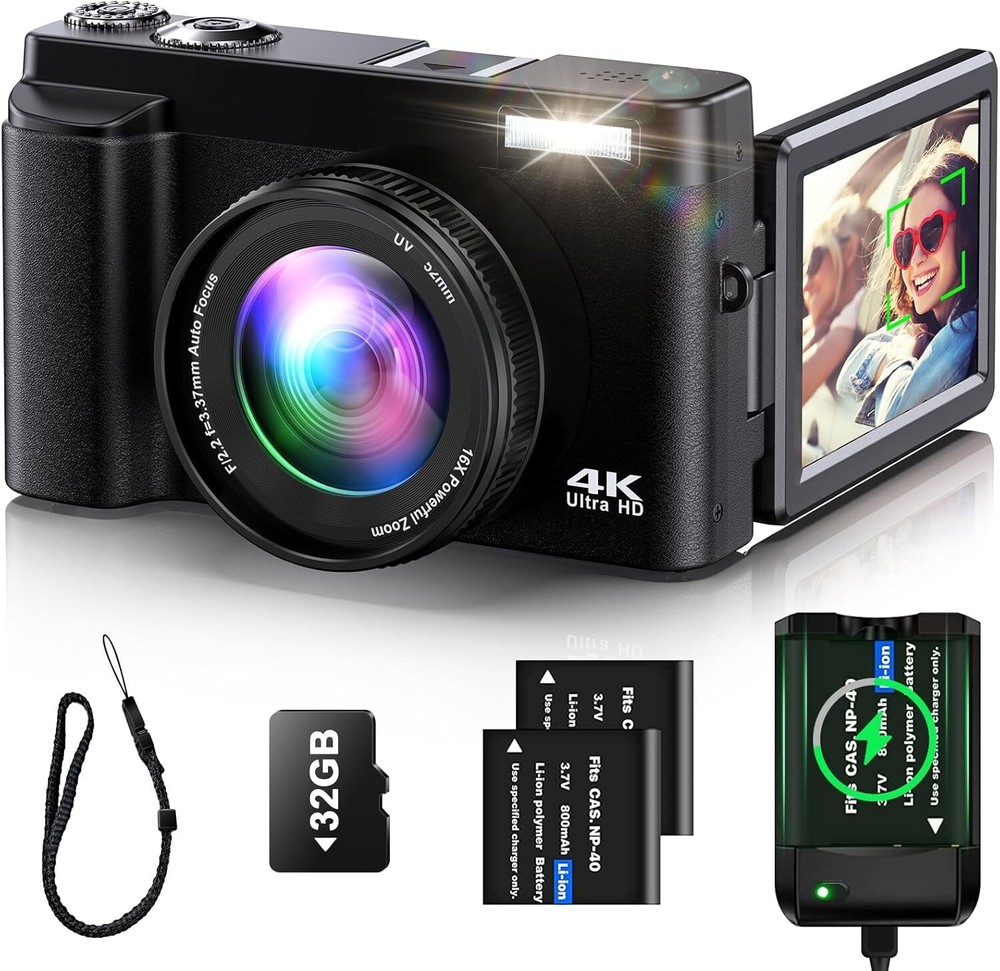 4K Digital Camera for Photography Auto-Focus Vlogging Camera for YouTube Vide...