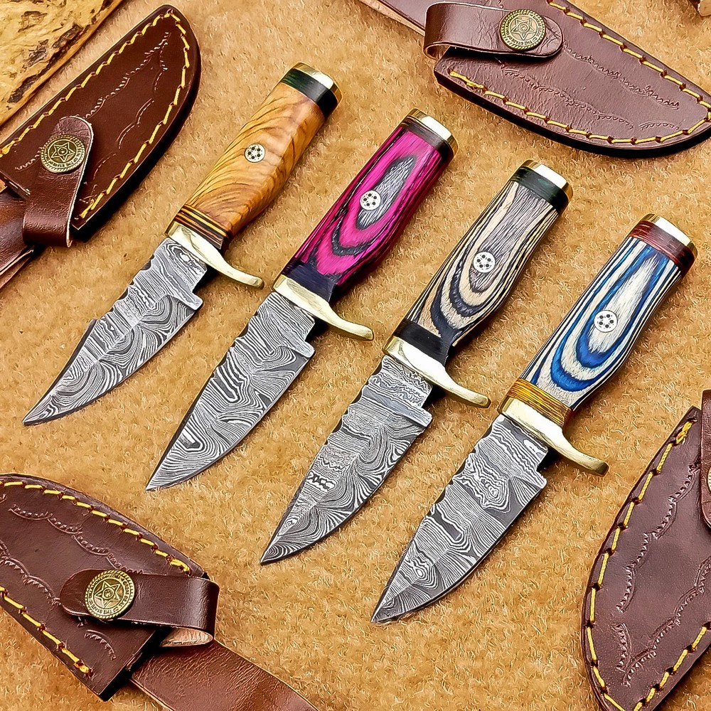 4 Pcs Damascus Blade Skinner Knives Set | 6