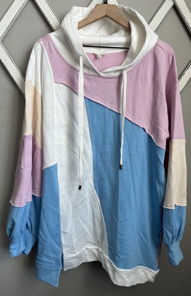 NWT! Pilcro Anthropologie Women's L Patchwork Pullover Hoodie Sweatshirt $118