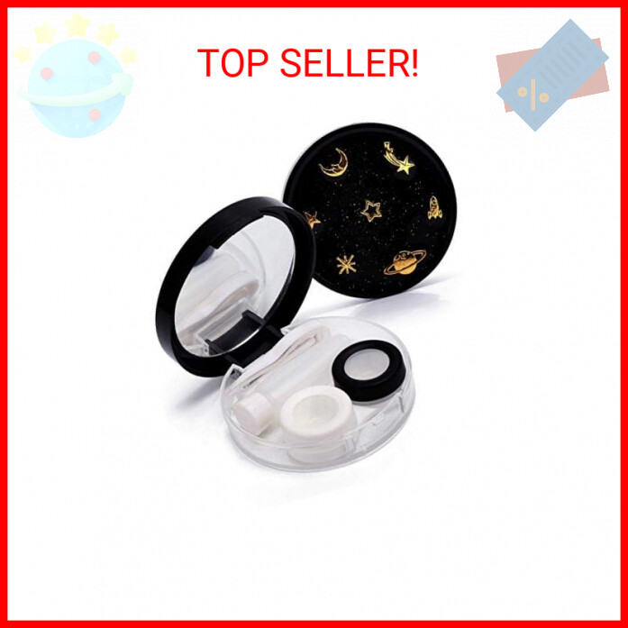 ofone Contact Lens Case, Cute Moon And Stars Contact Holder Cases Kit with Lense