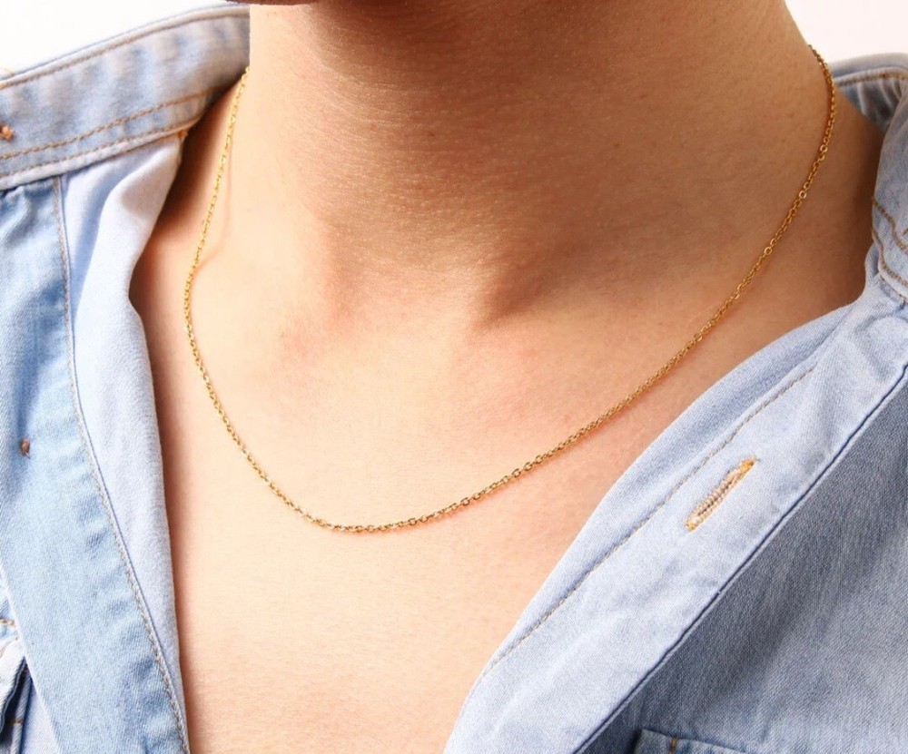 Gold-Plated Stainless Steel Cross Chain Necklace 45+5 cm Unisex Daily Decore