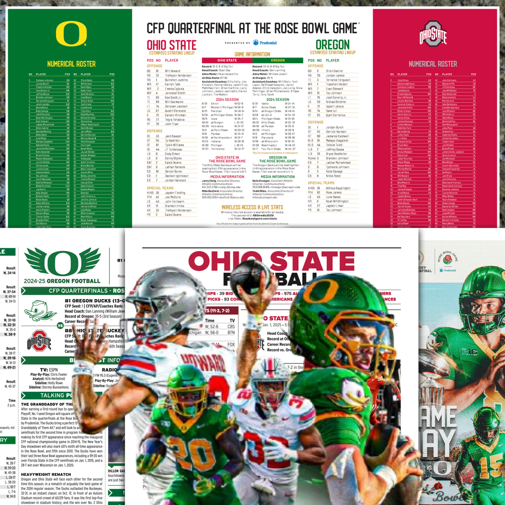 2025 Rose Bowl Ohio State vs Oregon College Football Playoff Flipcard Program