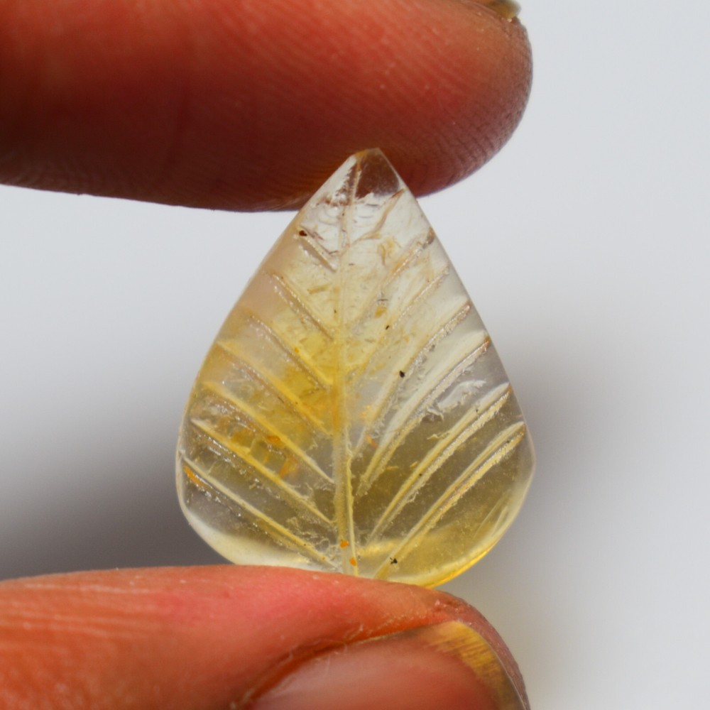 Natural Citrine Carving 7.40 Carats, Natural Citrine Leaf Gemstone For Jewelry