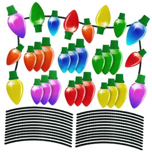 90PCS Christmas Car Refrigerator Decorations - 42 Reflective Bulb Bulb-shaped
