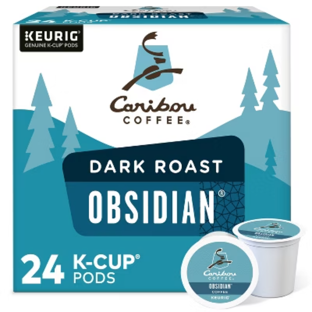 Caribou Coffee Obsidian Dark Roast Keurig K-Cup Pods 24 Count
