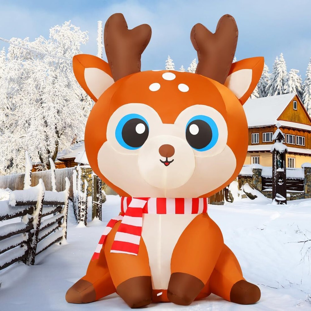 5 FT Christmas Inflatable Reindeer Outdoor Decoration Blow Up Yard Cute Deer ...